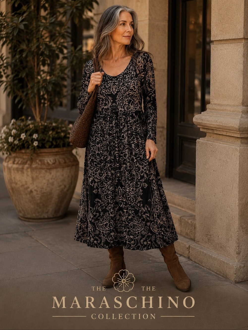 Reborn Damask Empire Waist Dress | 3XL